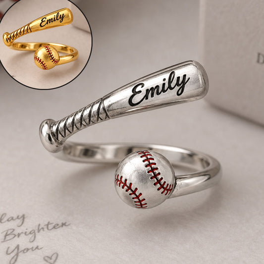 Love Softball, Baseball - Personalized Softball Adjustable Shaped Ring
