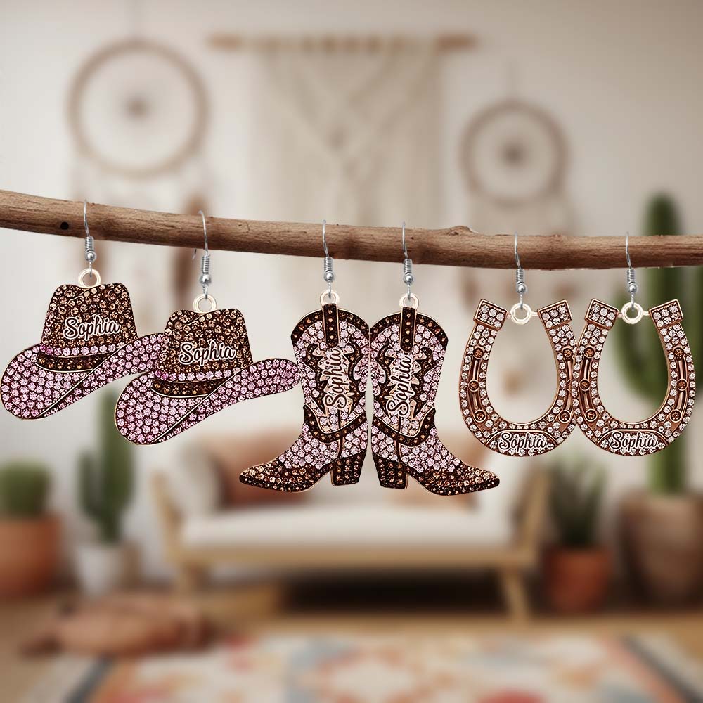 Sparkling Cowgirl Life - Personalized Cowgirl Earrings