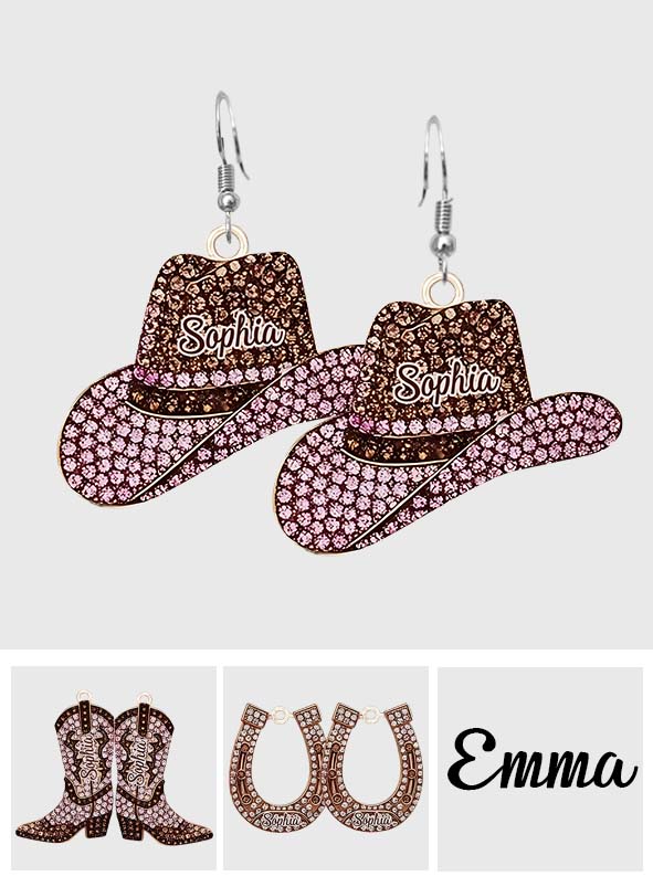Sparkling Cowgirl Life - Personalized Cowgirl Earrings