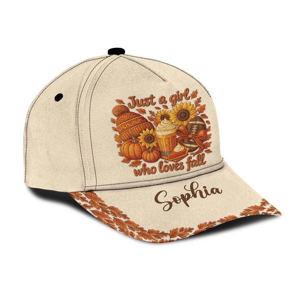 Einfach ein Mädchen, das den Herbst liebt – personalisierte Herbst-Klassiker-Kappe