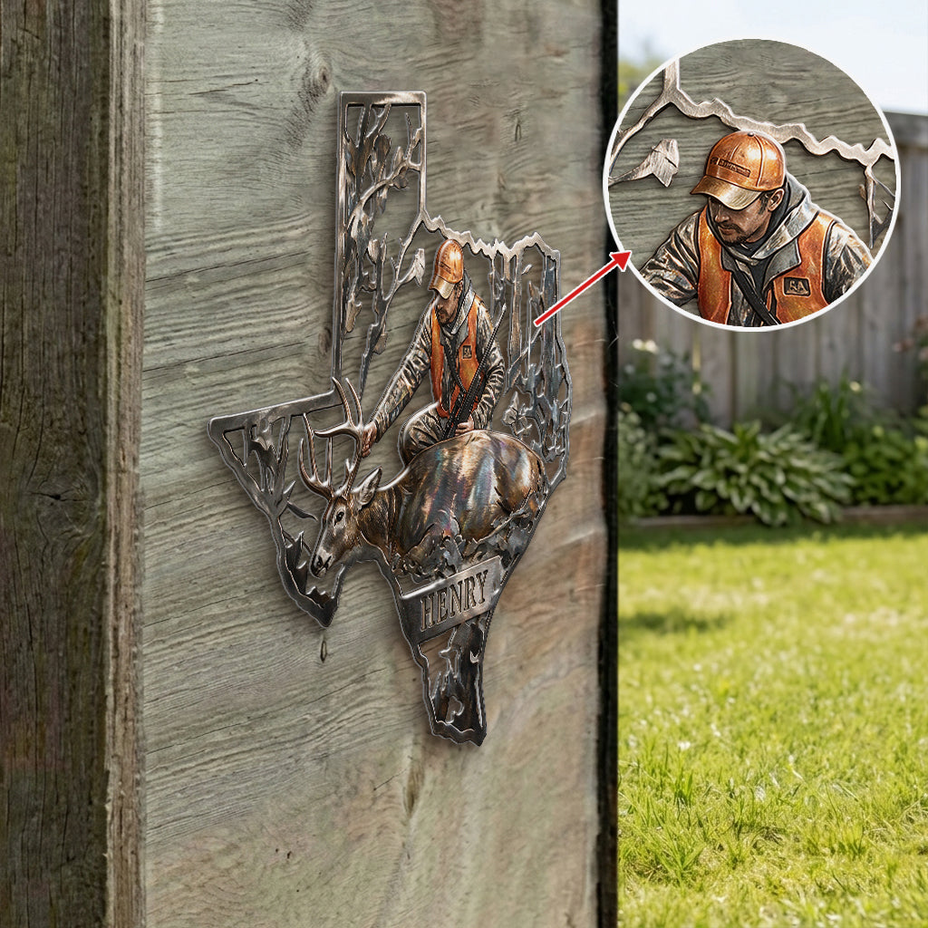 US State Hunting Metal Sign - Personalized Hunting 3D Printed Cut Metal Sign