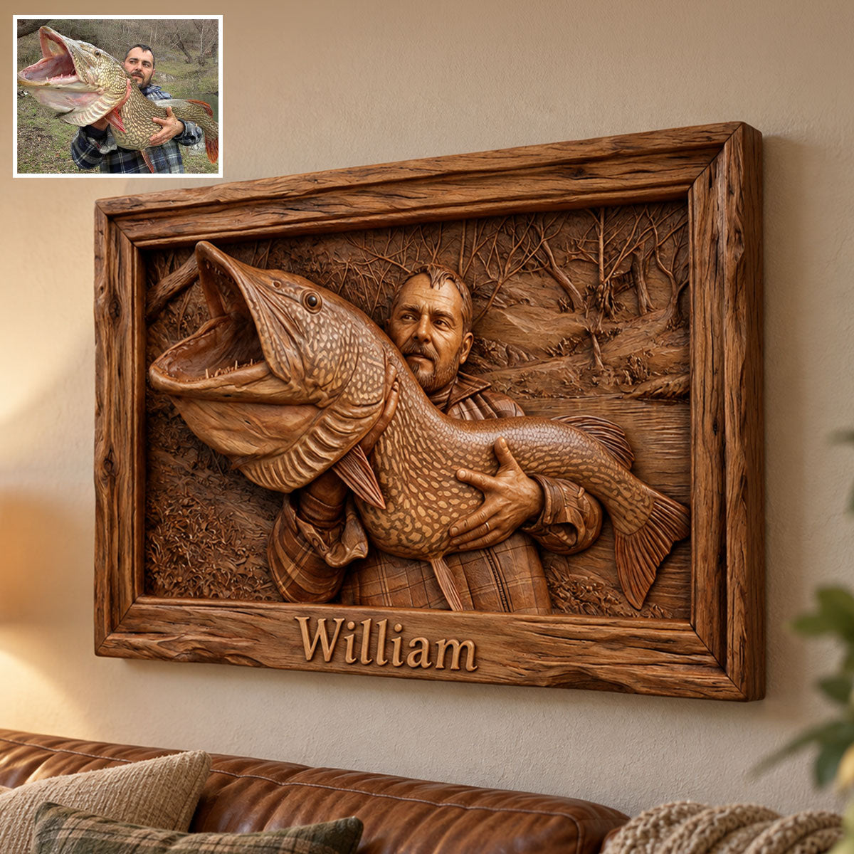 Love Fishing - Personalized Fishing Custom Shaped Wood Sign