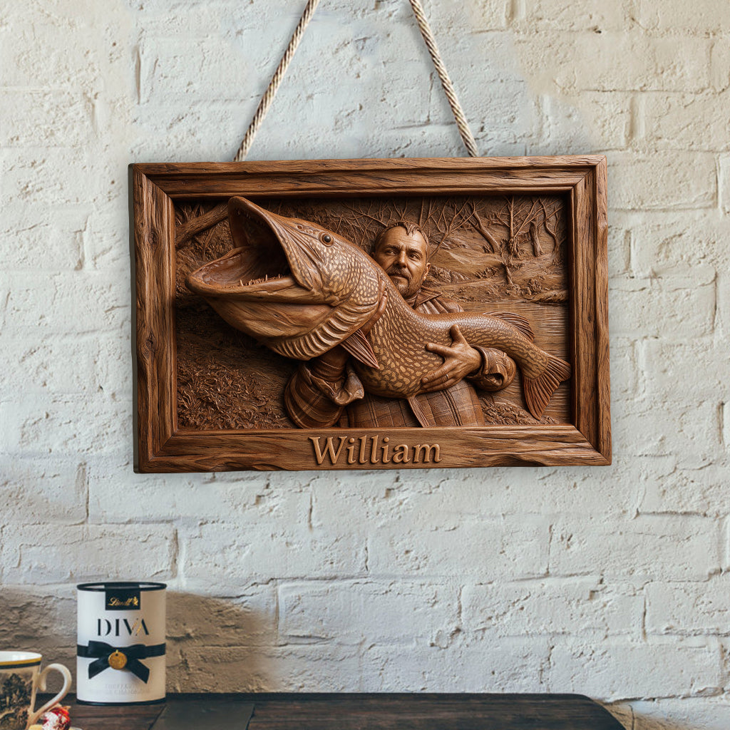 Love Fishing - Personalized Fishing Custom Shaped Wood Sign