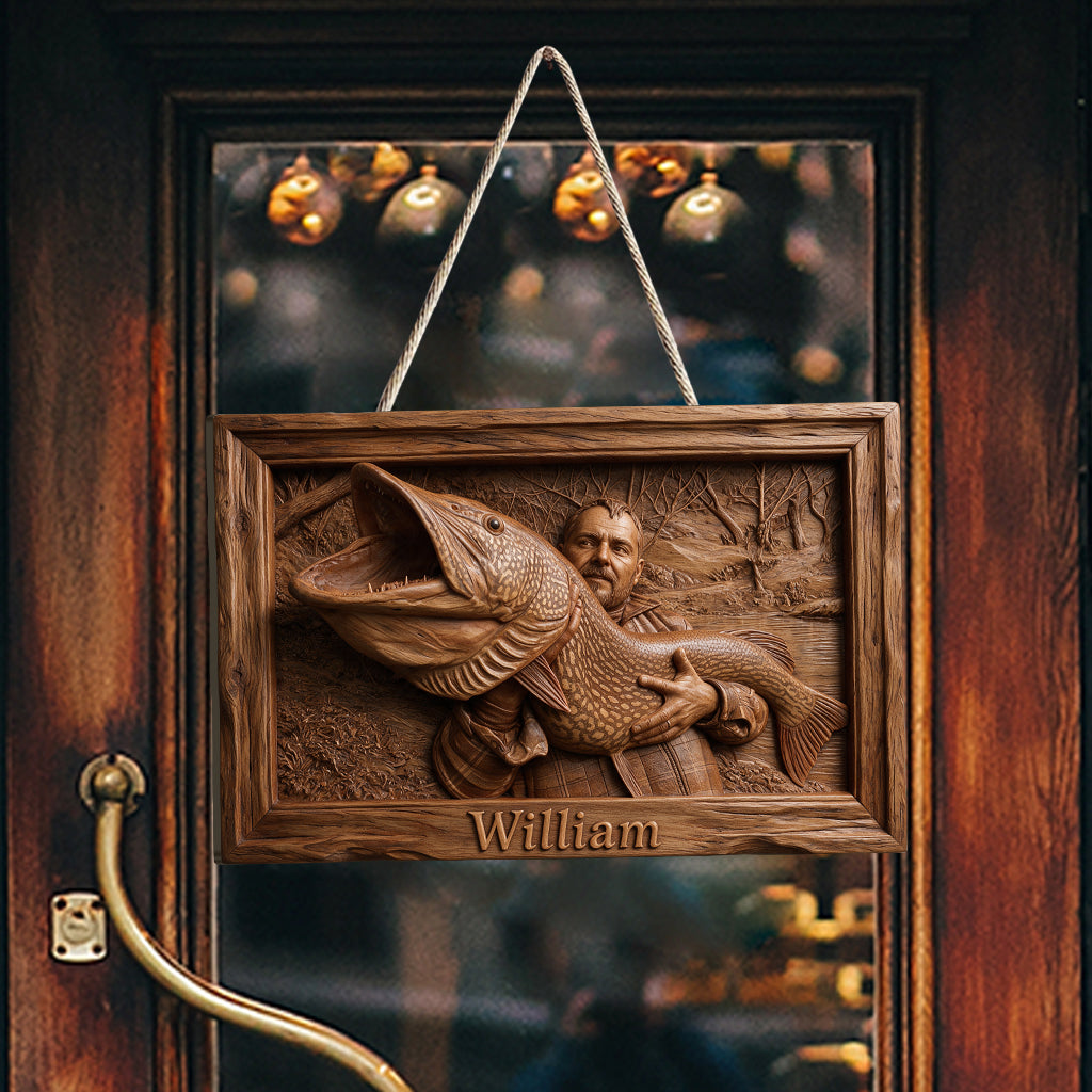 Love Fishing - Personalized Fishing Custom Shaped Wood Sign