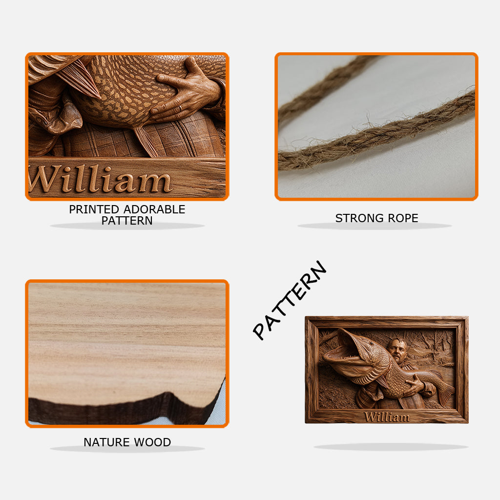 Love Fishing - Personalized Fishing Custom Shaped Wood Sign