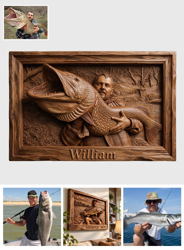 Love Fishing - Personalized Fishing Custom Shaped Wood Sign