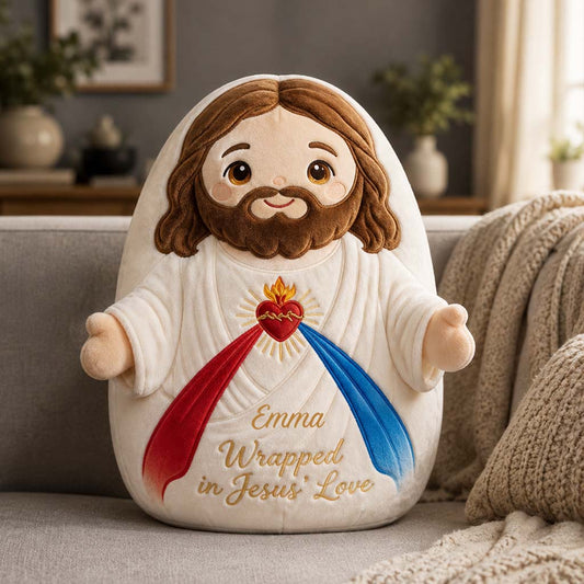 Wrapped in Jesus' Love - Personalized Christian Premium Faux Fur Pillow