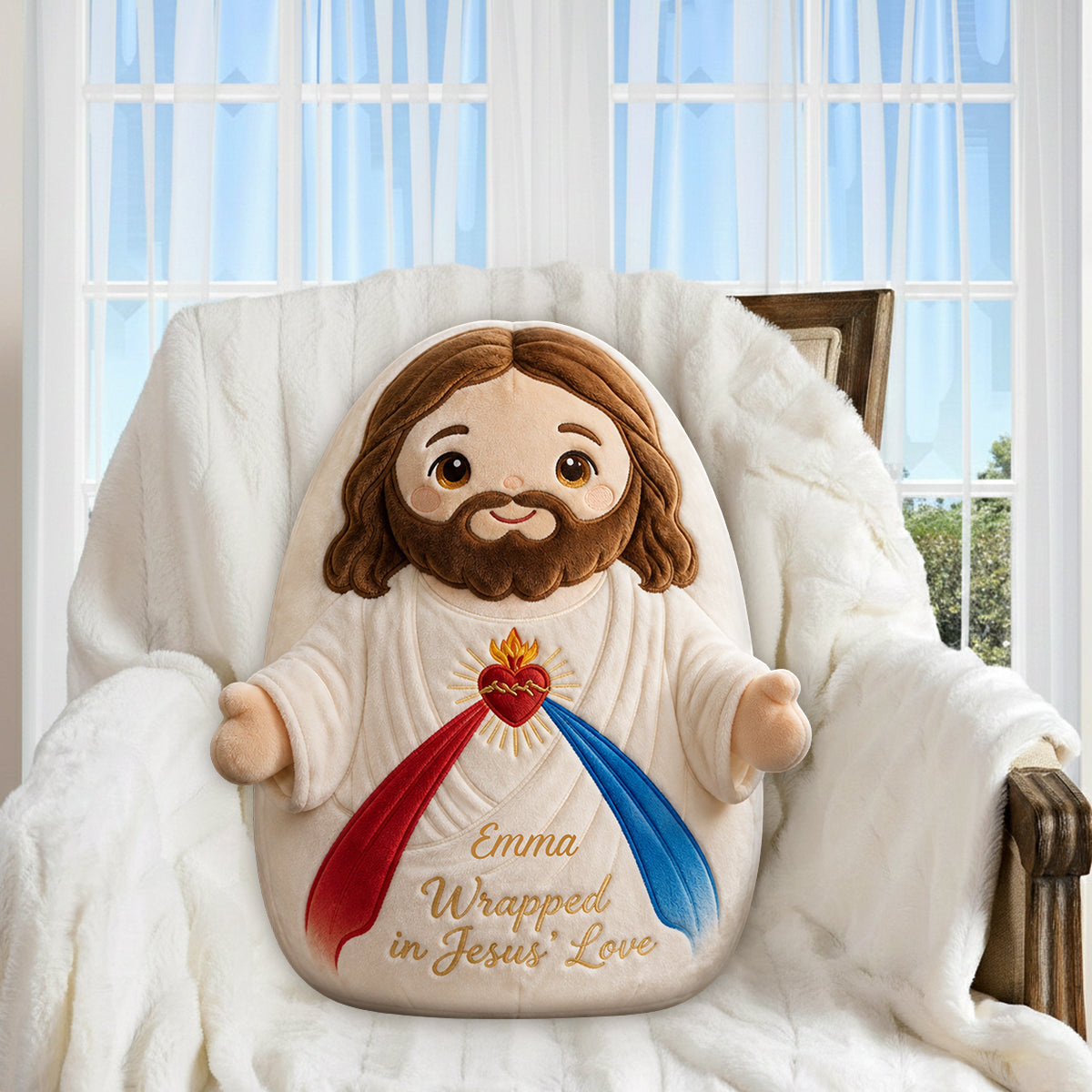 Wrapped in Jesus' Love - Personalized Christian Premium Faux Fur Pillow