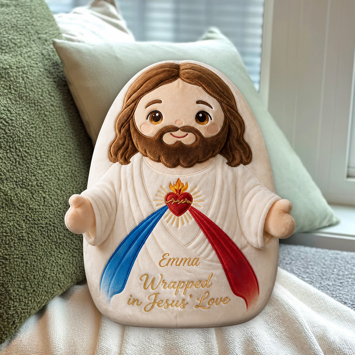 Wrapped in Jesus' Love - Personalized Christian Premium Faux Fur Pillow