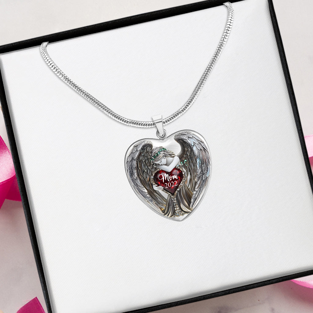 Angel Wings - Personalized Memorial Heart Pendant Necklace