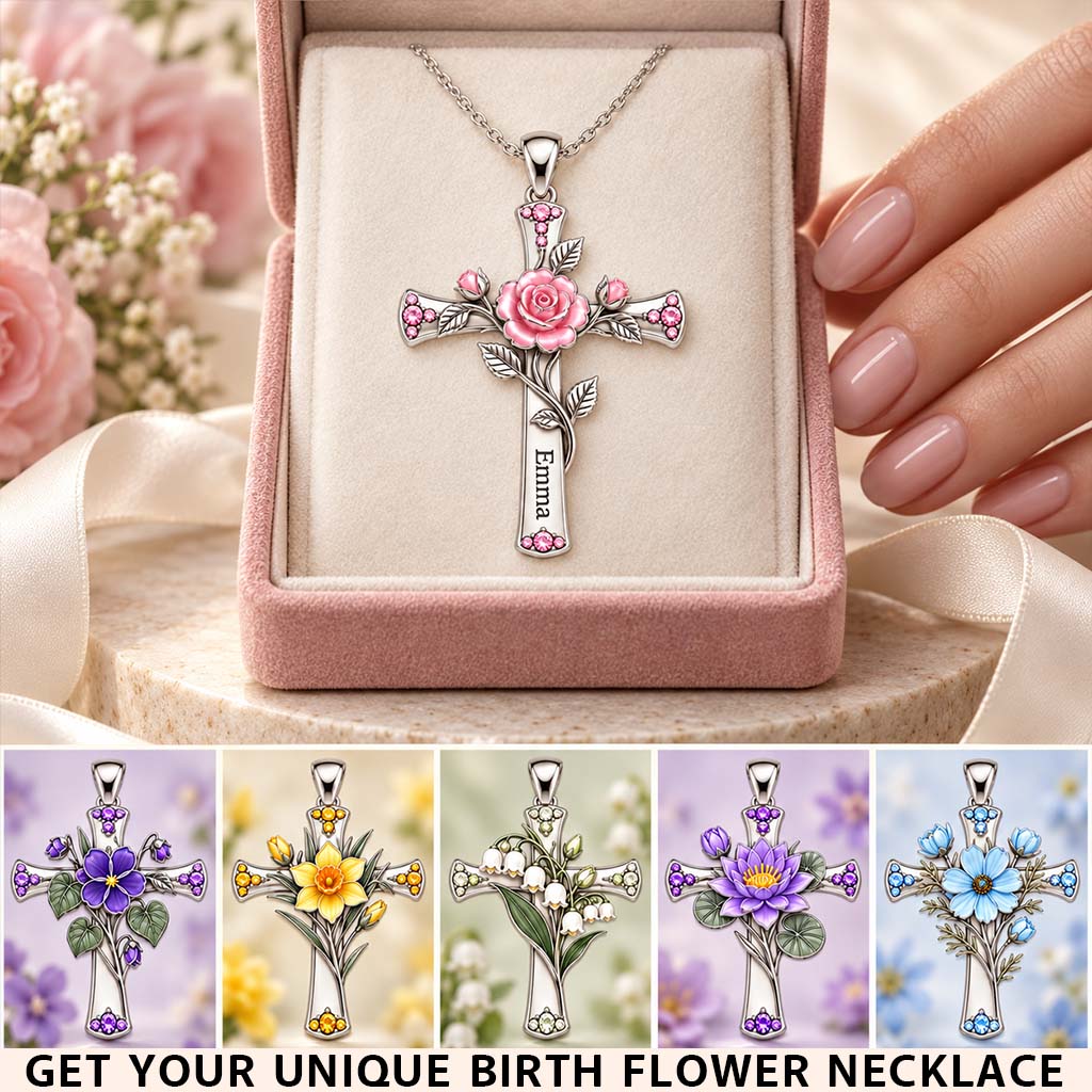 Glaube Geburtstagsblumen Kreuz Geschenk für Mama, Oma & Freunde - Personalisierte Selbstliebe Metallanhänger Halskette
