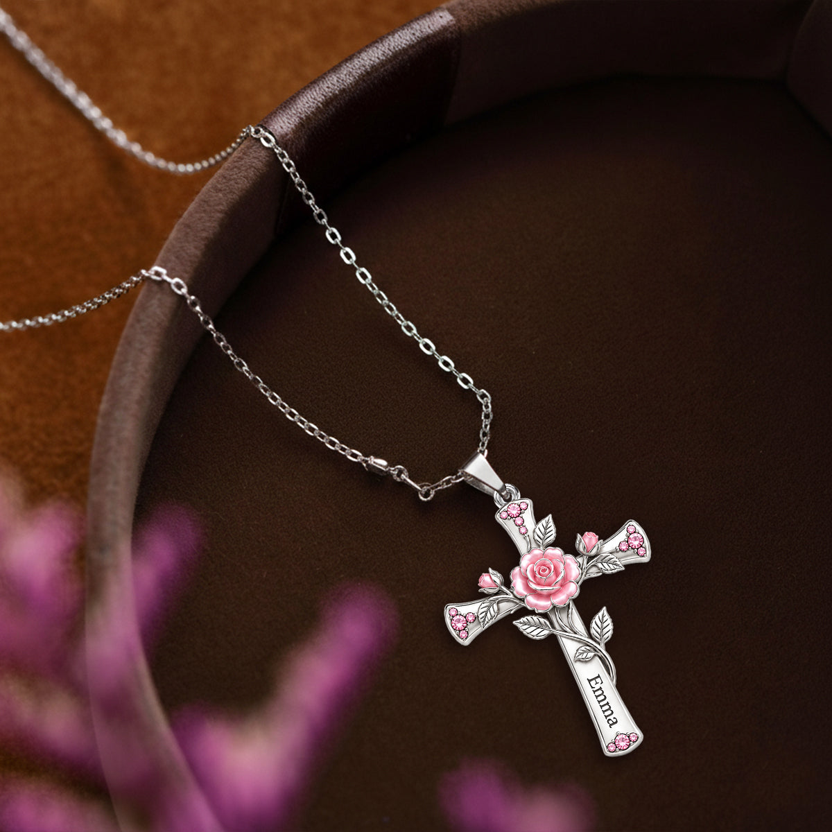Glaube Geburtstagsblumen Kreuz Geschenk für Mama, Oma & Freunde - Personalisierte Selbstliebe Metallanhänger Halskette