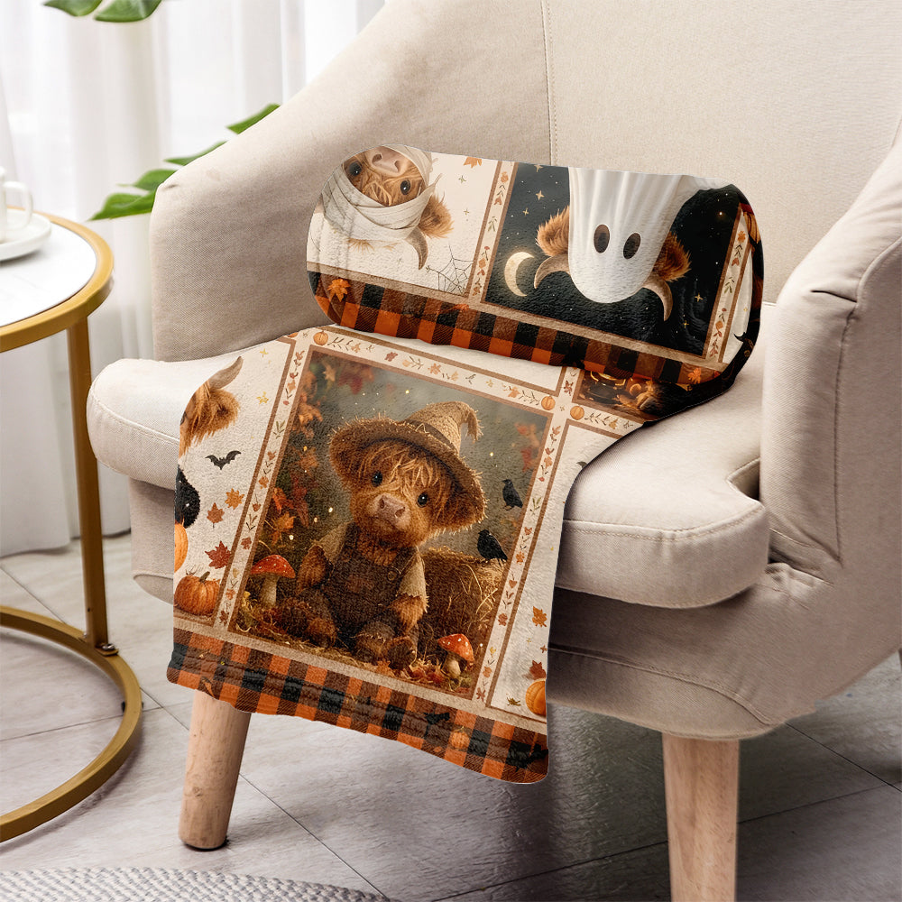 Spooky Highland Cow - Personalized Highland Cow Blanket