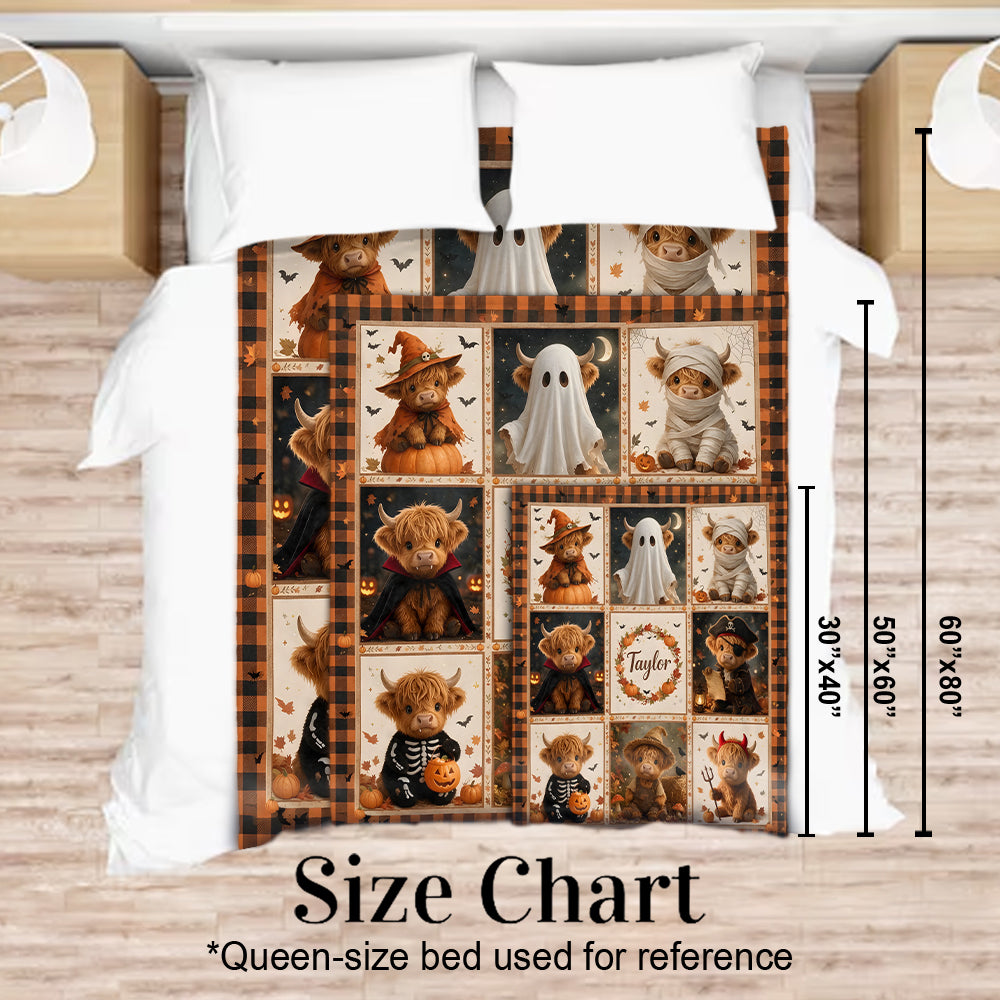 Spooky Highland Cow - Personalized Highland Cow Blanket