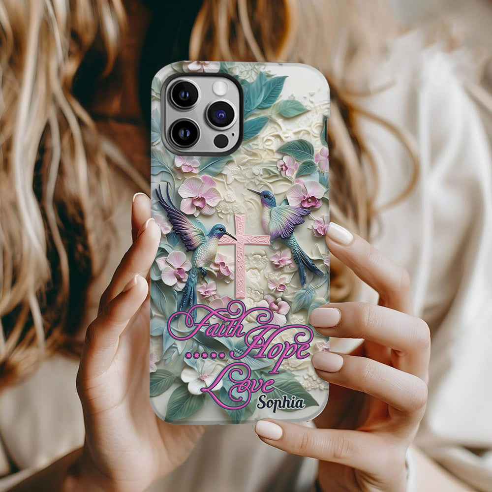 Glaube, Hoffnung, Liebe – Personalisierte Handyhülle mit Kolibri-Vollbild