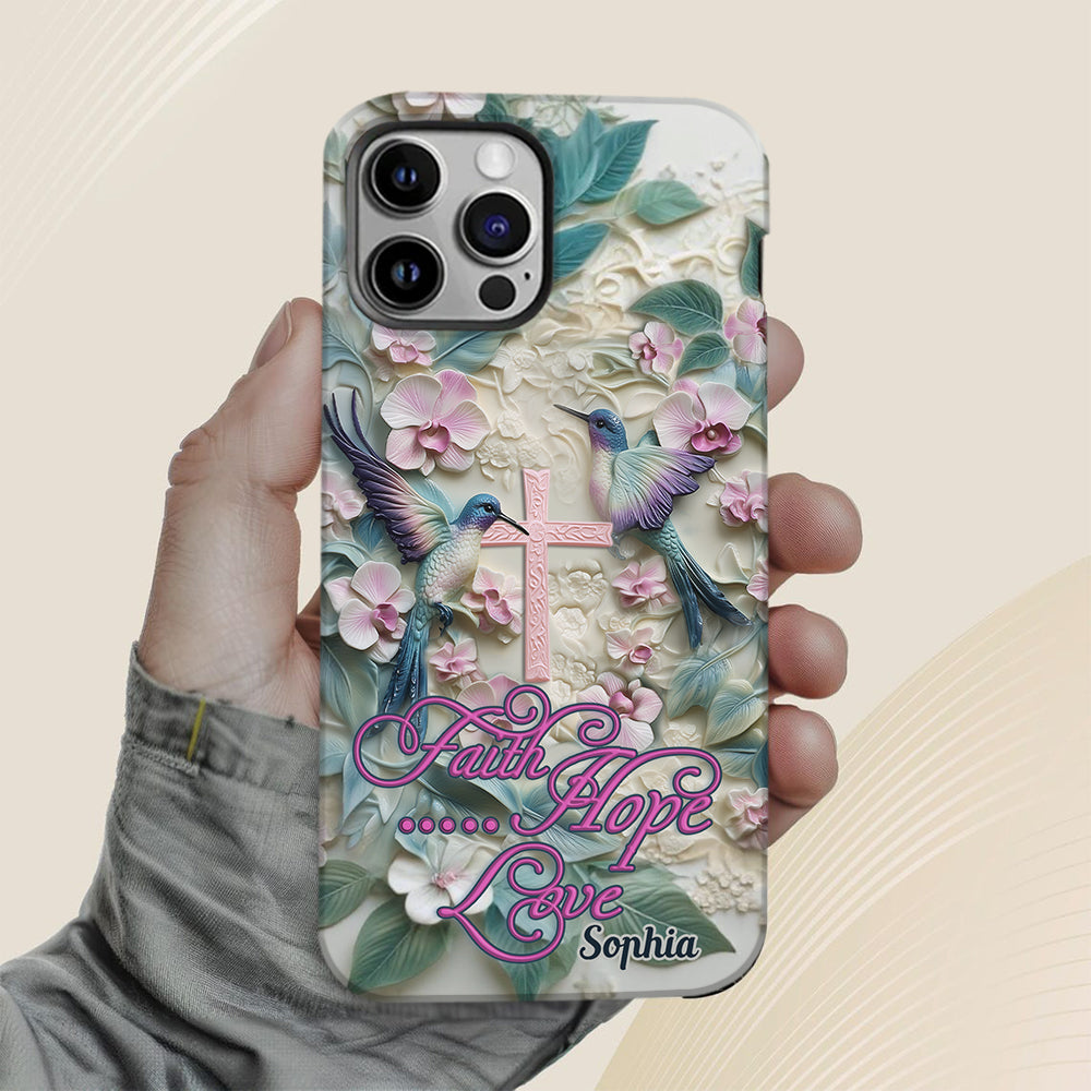 Glaube, Hoffnung, Liebe – Personalisierte Handyhülle mit Kolibri-Vollbild