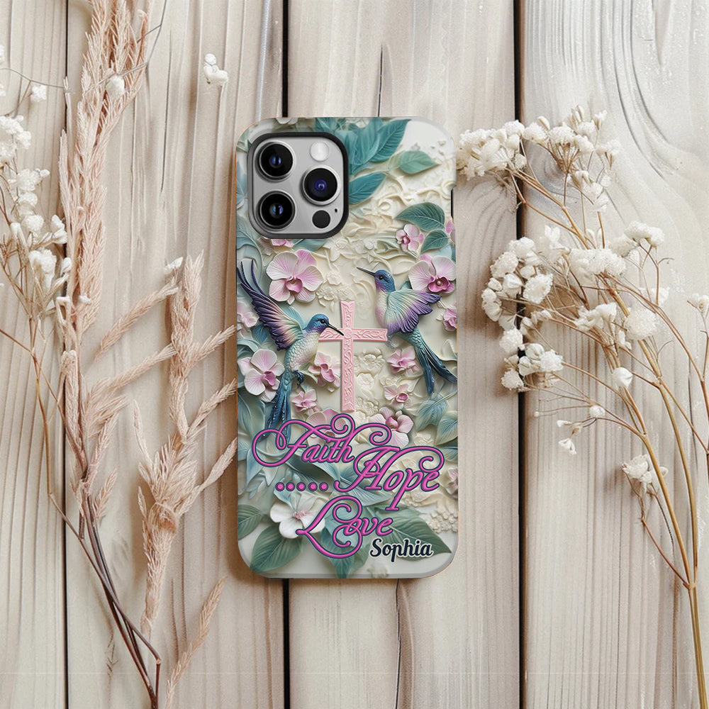 Glaube, Hoffnung, Liebe – Personalisierte Handyhülle mit Kolibri-Vollbild