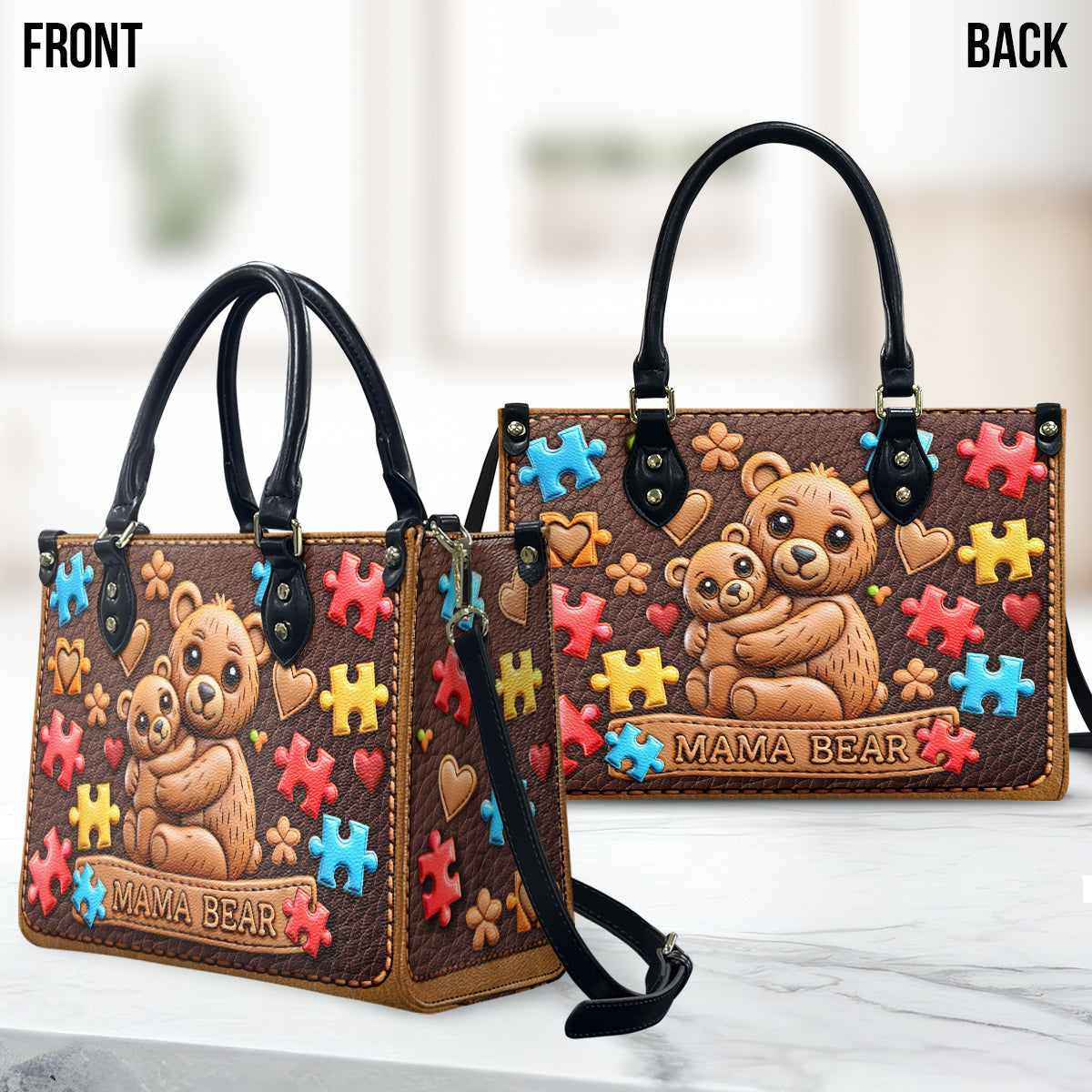Mama Bear - Autism Awareness Leather Handbag