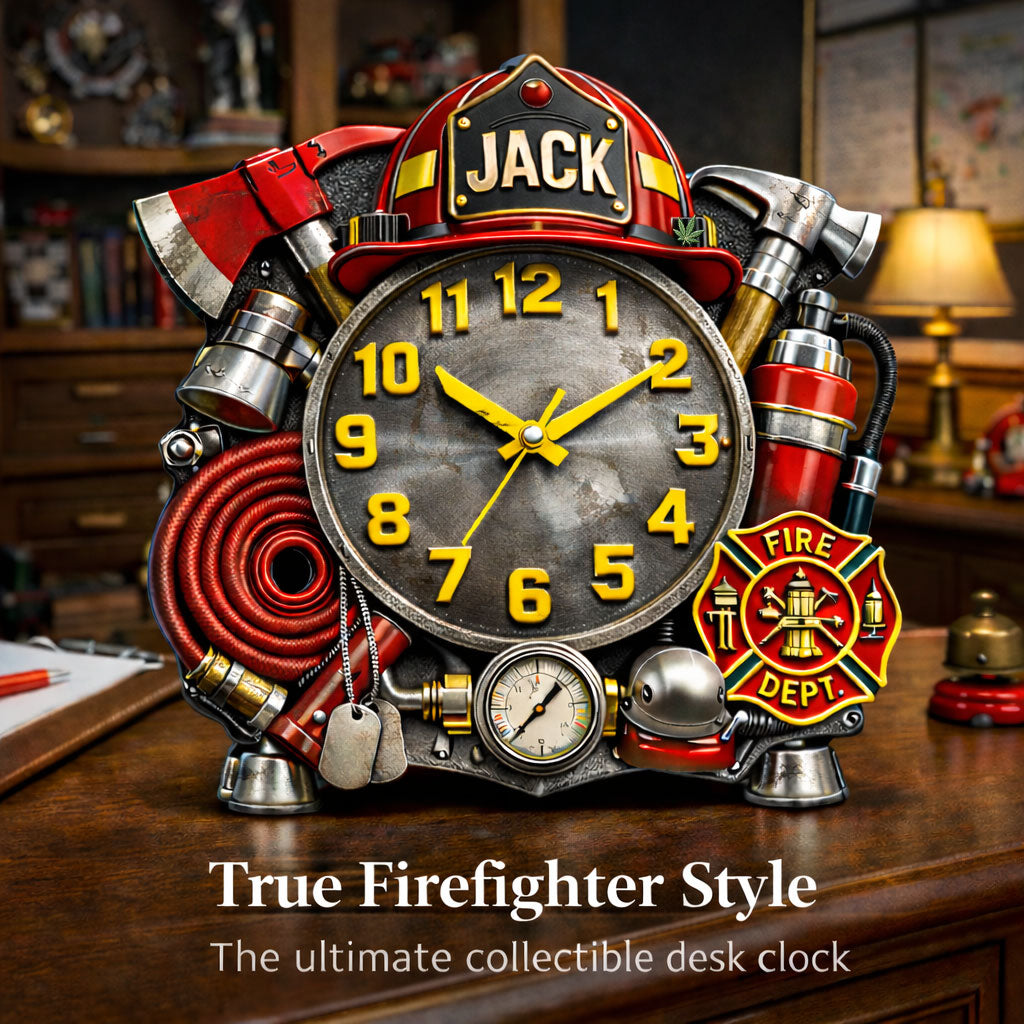 Firefighter - Personalized Firefighter Desk Clock Plaque