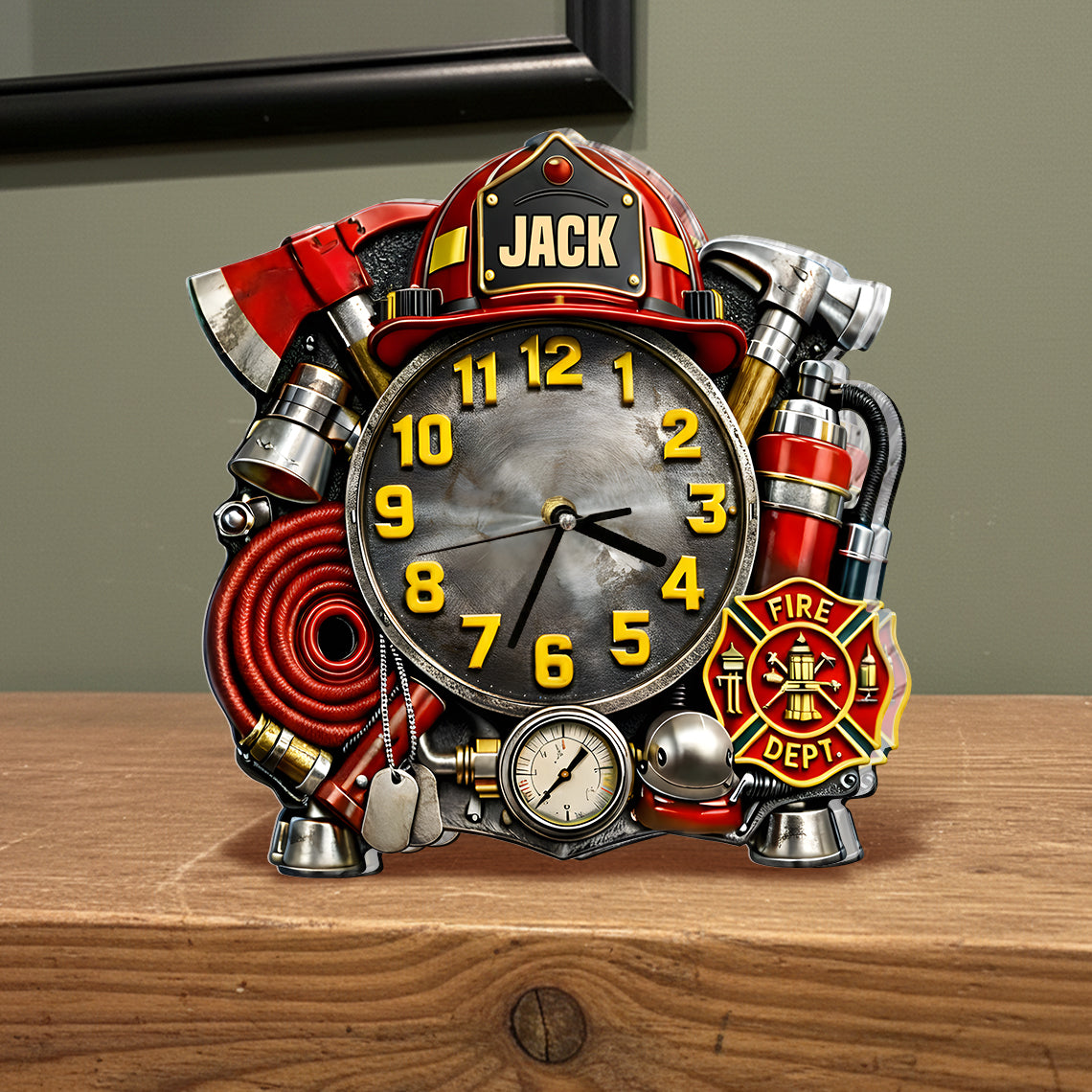 Firefighter - Personalized Firefighter Desk Clock Plaque