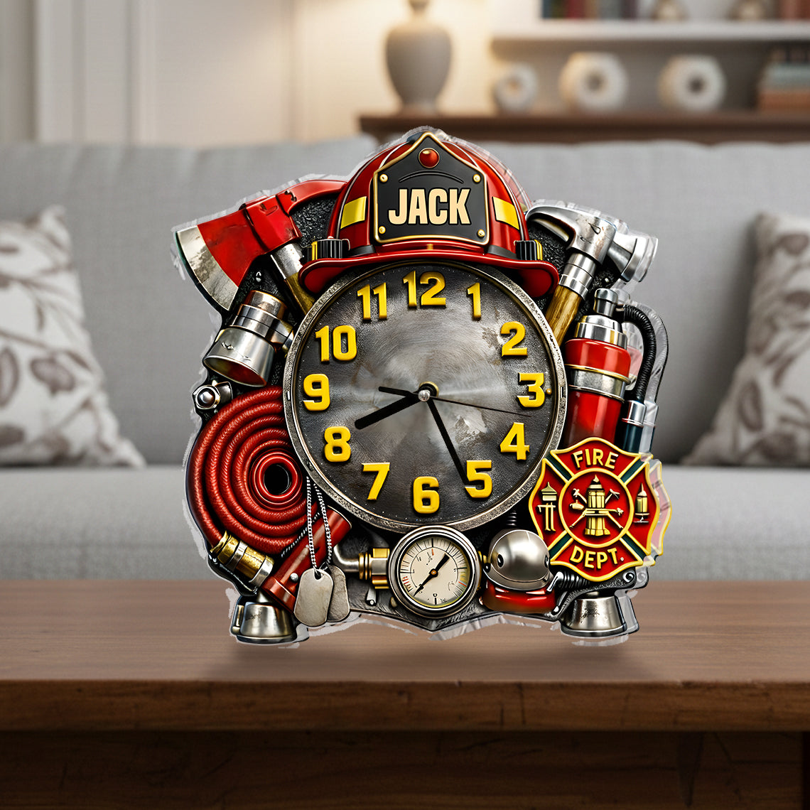 Firefighter - Personalized Firefighter Desk Clock Plaque