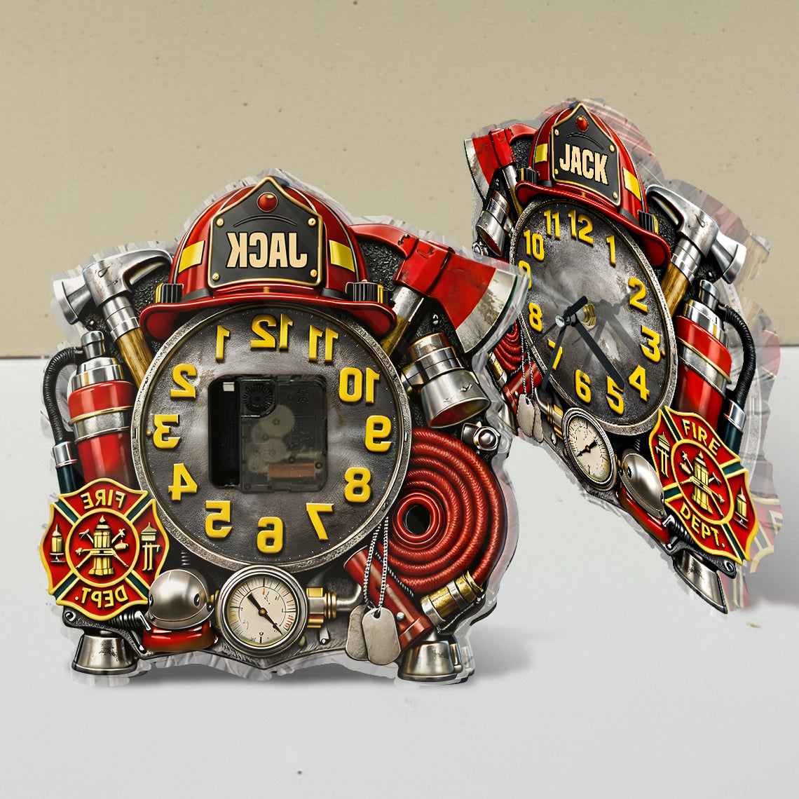 Firefighter - Personalized Firefighter Desk Clock Plaque