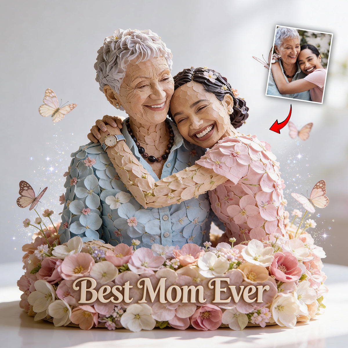 Liebe Mutter Blumen - Personalisierte Acrylplakette in individueller Form für Mutter