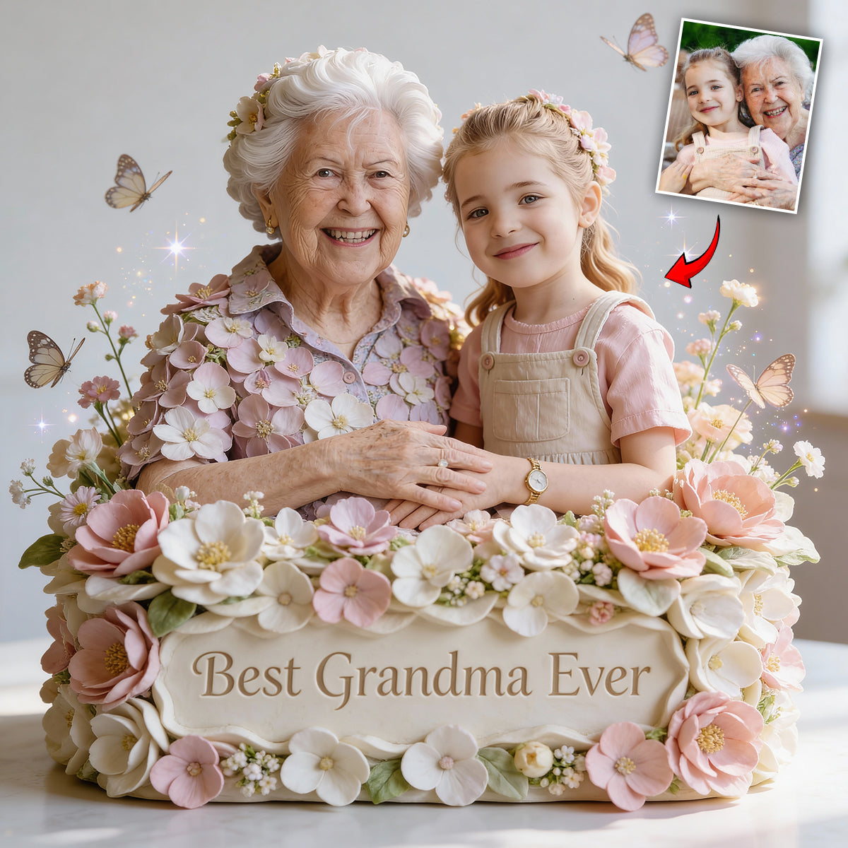 Liebe Mutter Blumen - Personalisierte Acrylplakette in individueller Form für Mutter