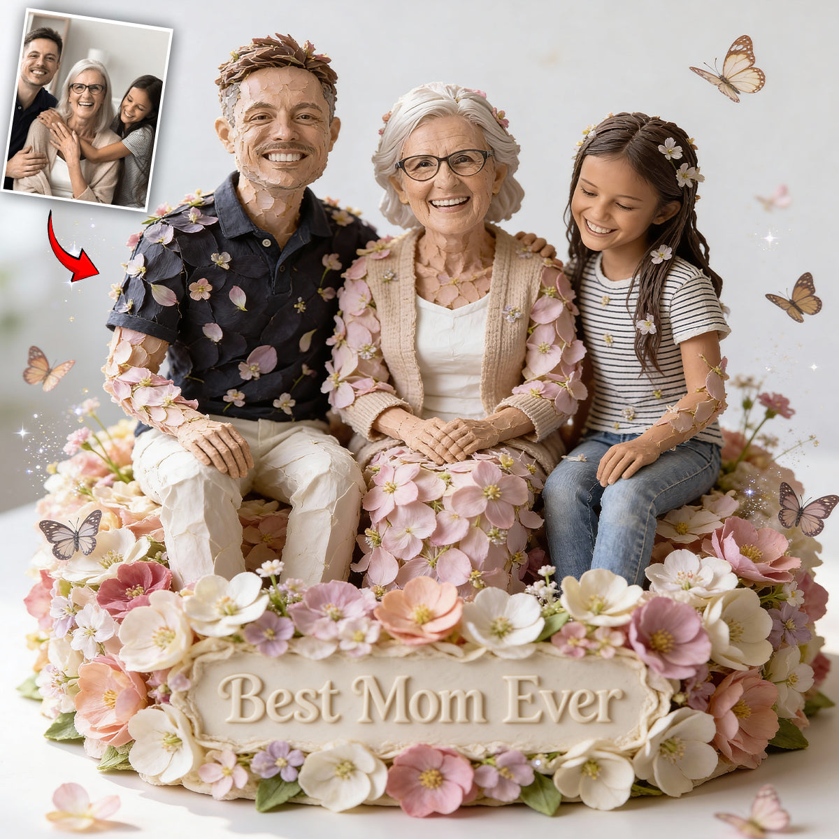 Liebe Mutter Blumen - Personalisierte Acrylplakette in individueller Form für Mutter