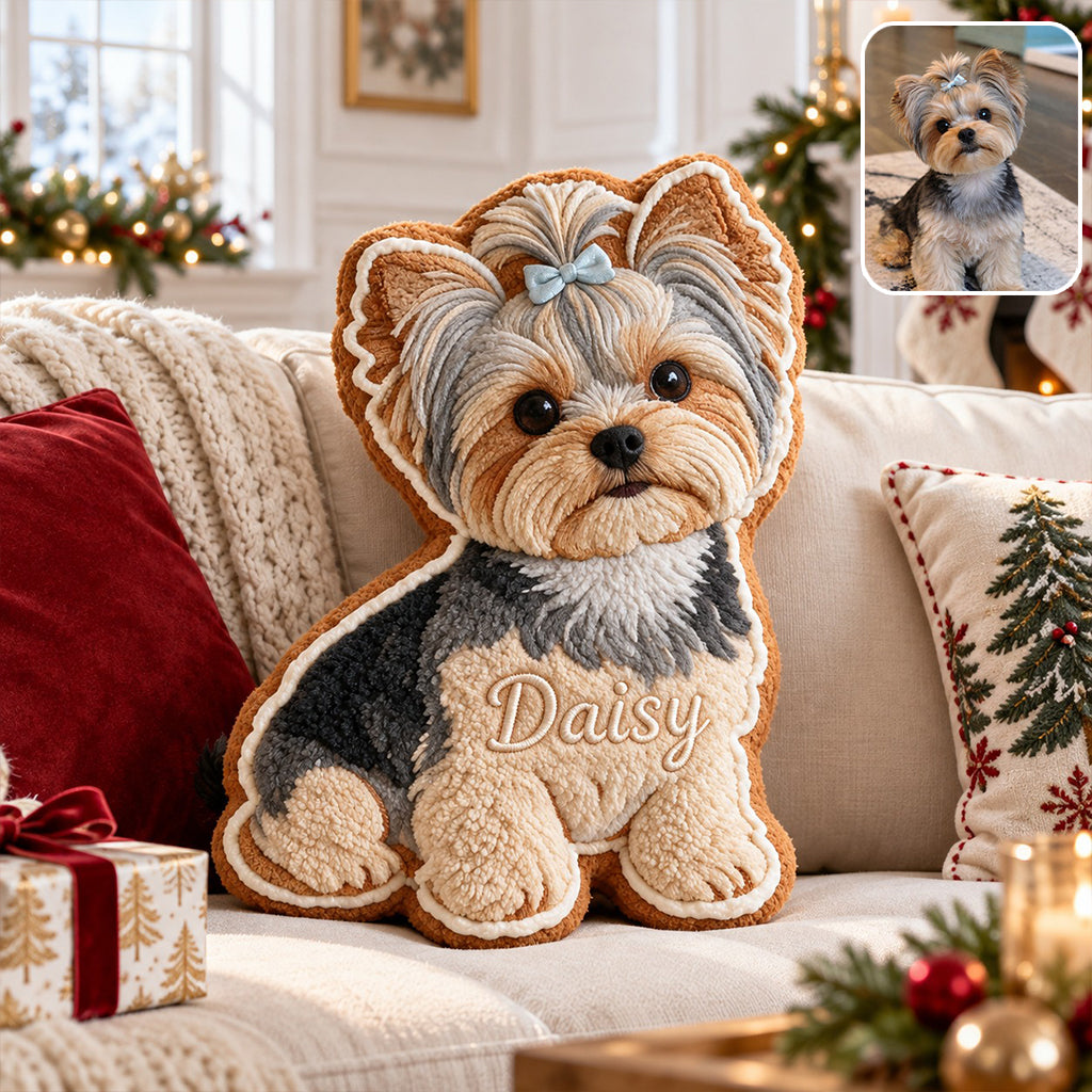 Cute Gingerbread - Personalized Dog Premium Faux Fur Pillow
