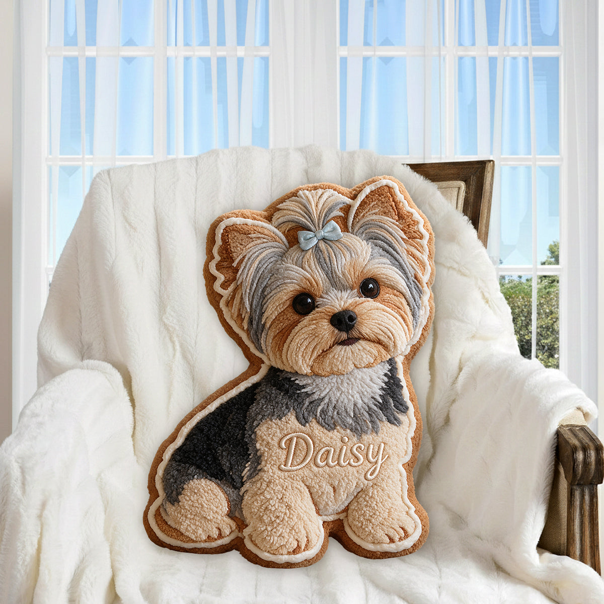 Cute Gingerbread - Personalized Dog Premium Faux Fur Pillow