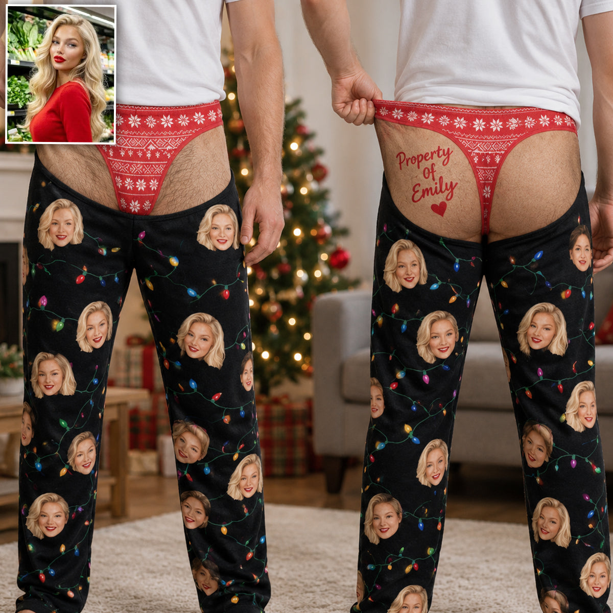 Naugty Christmas - Personalized Spicy Couple Unisex Sweatpants