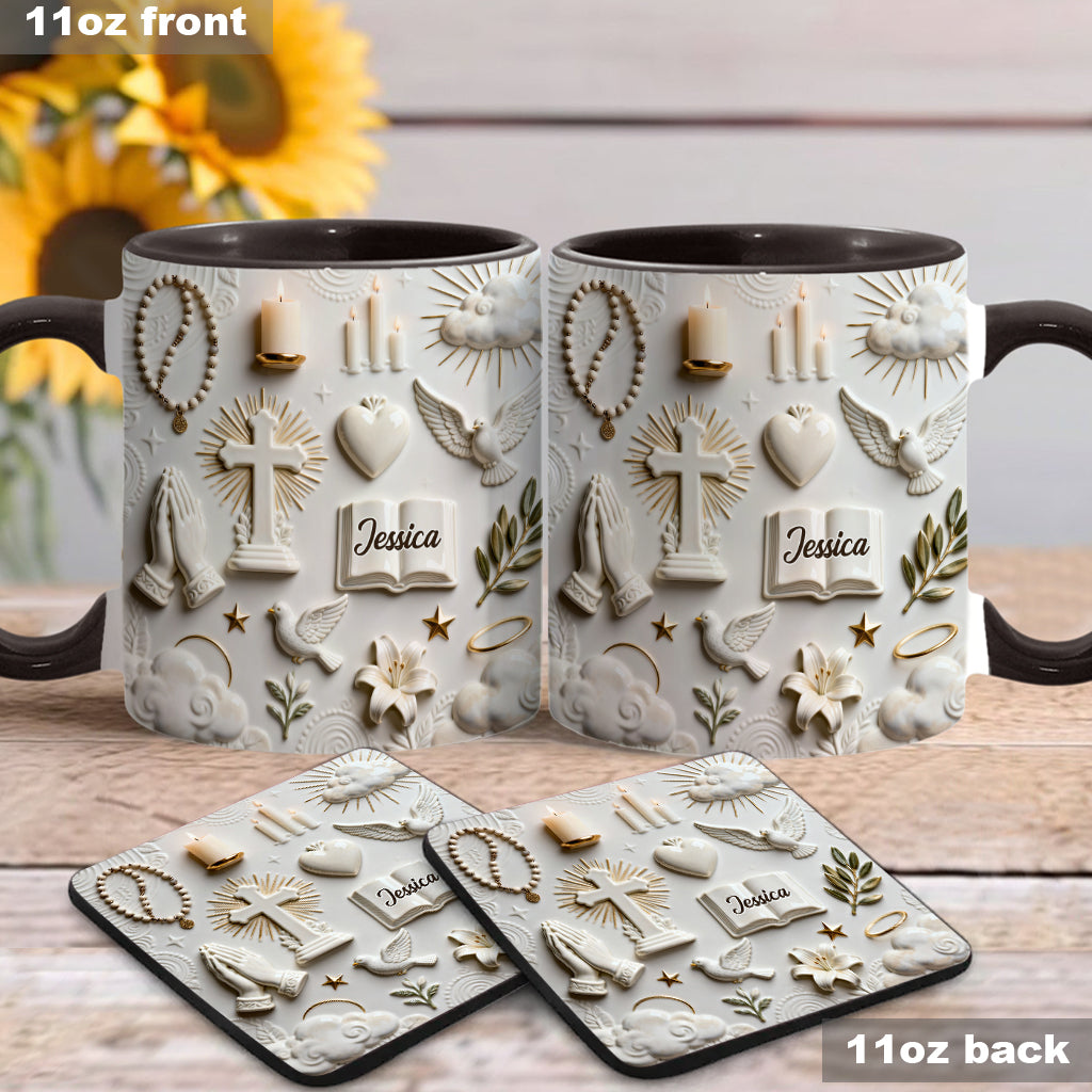 Faith Over Fear - Personalized Christian Accent Mug & Coaster