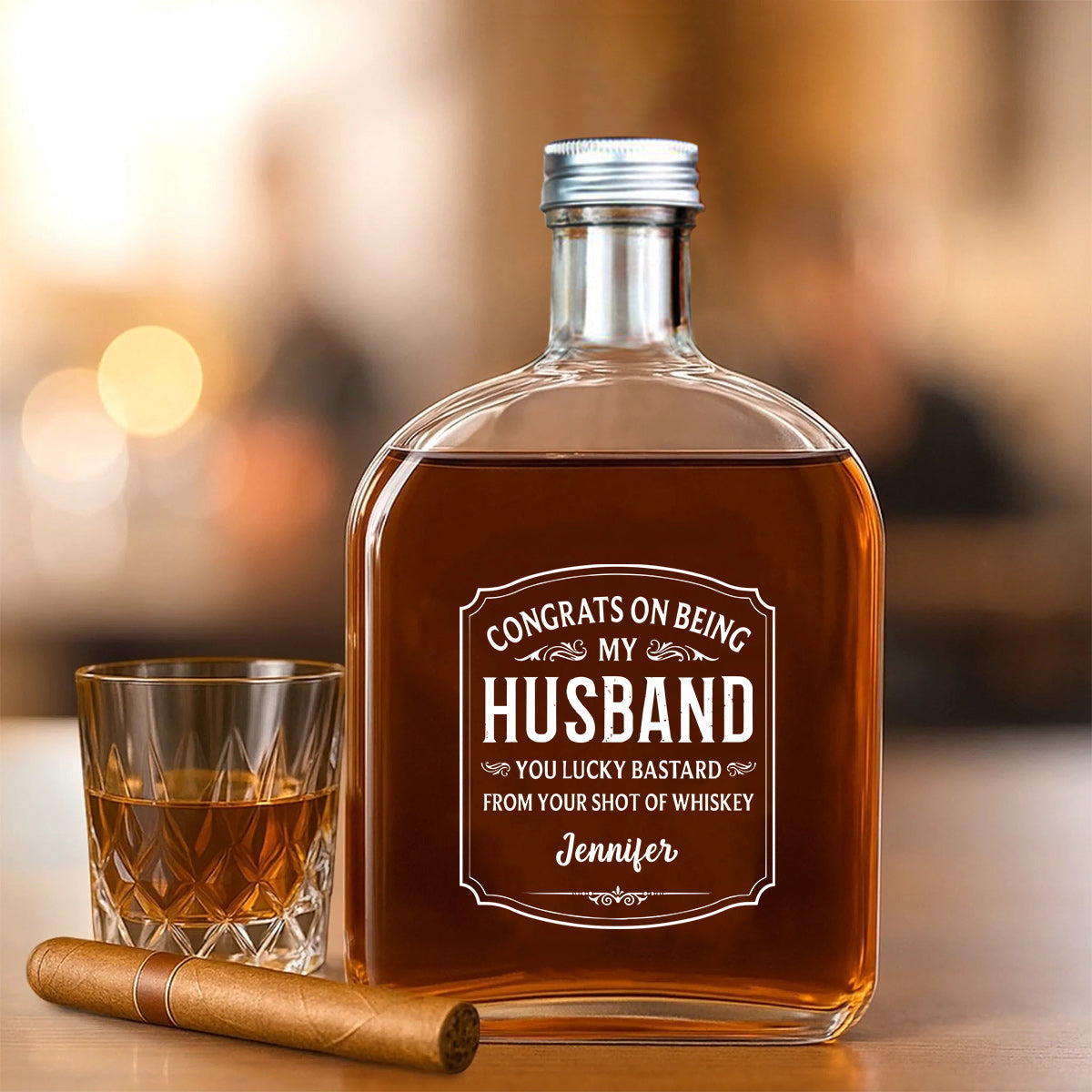 Ein Hoch auf meinen wundervollen Ehemann – personalisierte Weinflasche für Paare