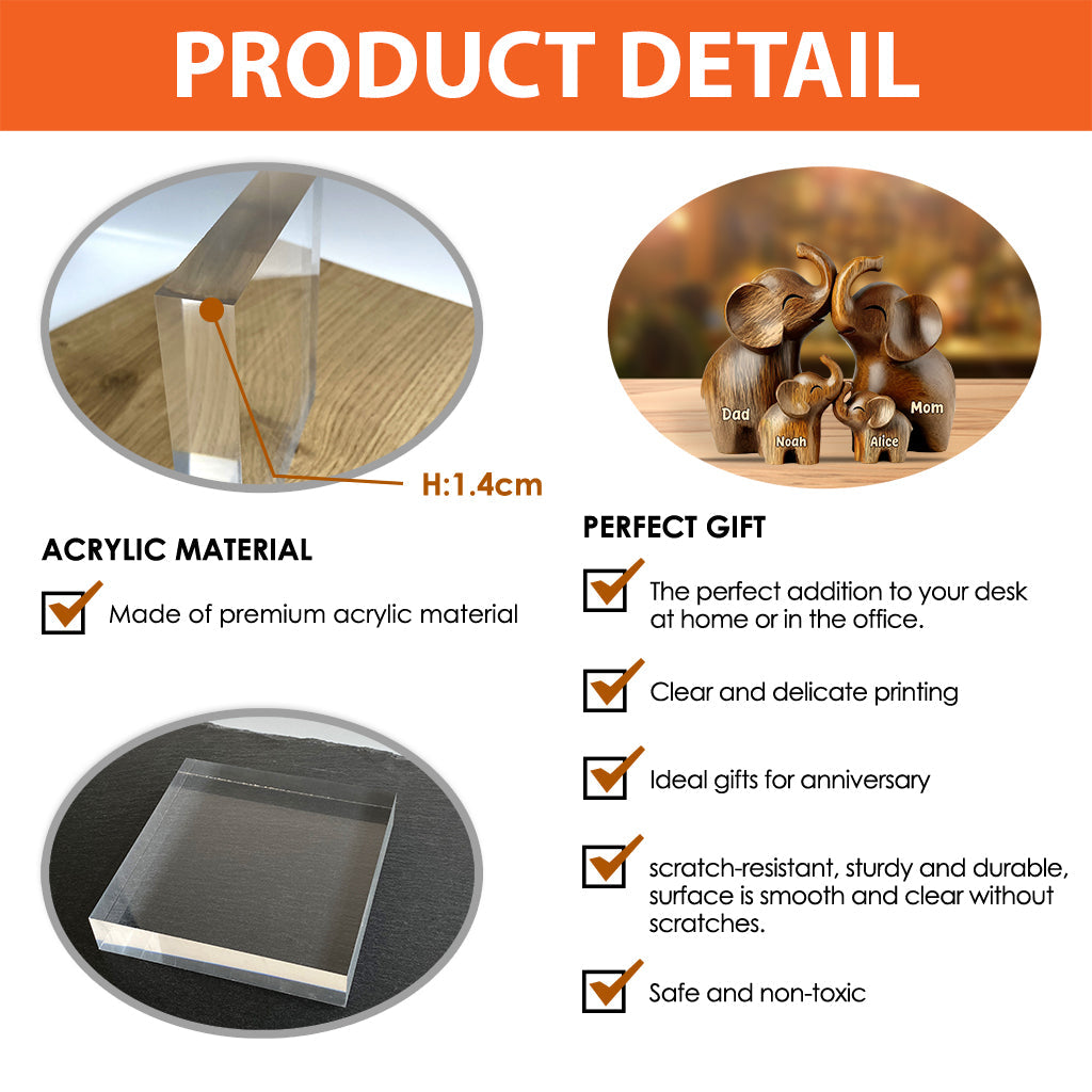 Elephant Dad - Personalized Father Custom Shaped Acrylic Plaque