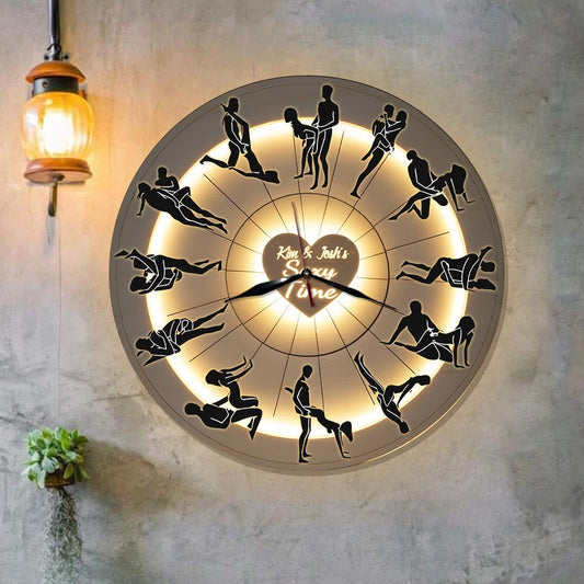 Zeit für Paare, Geschenkidee für Paare - Personalisierte LED-Wanduhr für Paare