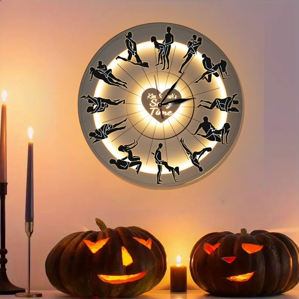 Couple's Sexy Time, Couple Gift Idea - Personalized Couple LED Light Wall Clock