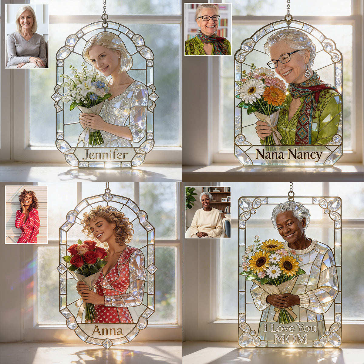Mom Grandma Garden - Personalized Mother Window Hanging Suncatcher Ornament