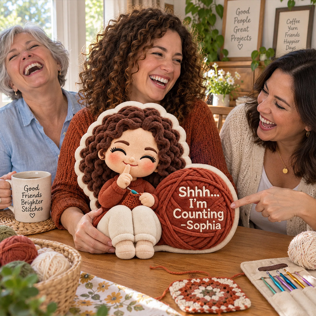 Shhh...I'm Counting - Personalized Crocheting Premium Faux Fur Pillow