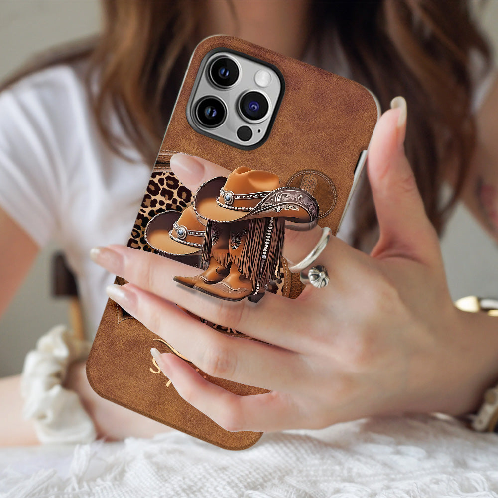 Cowgirl-Stiefel – Personalisierte Handyhülle mit Cowgirl-Vollprint