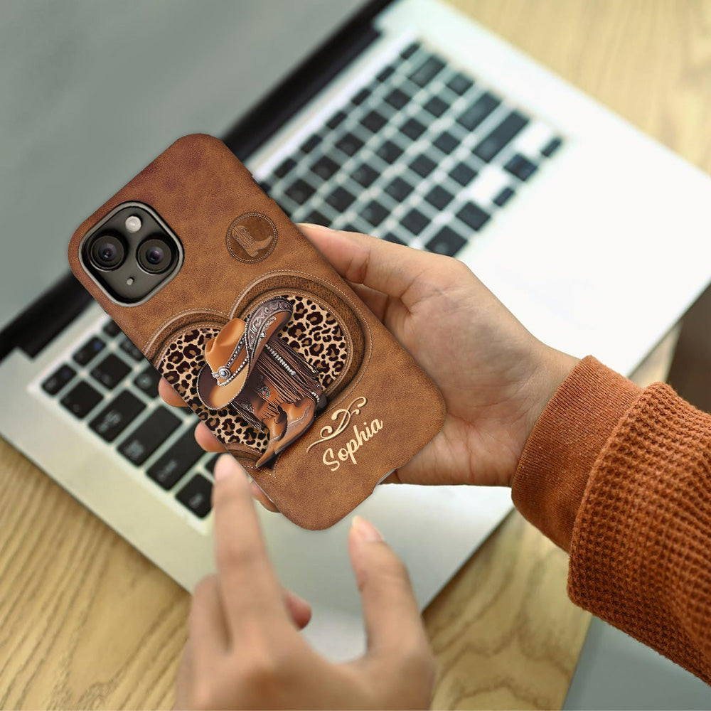 Cowgirl-Stiefel – Personalisierte Handyhülle mit Cowgirl-Vollprint