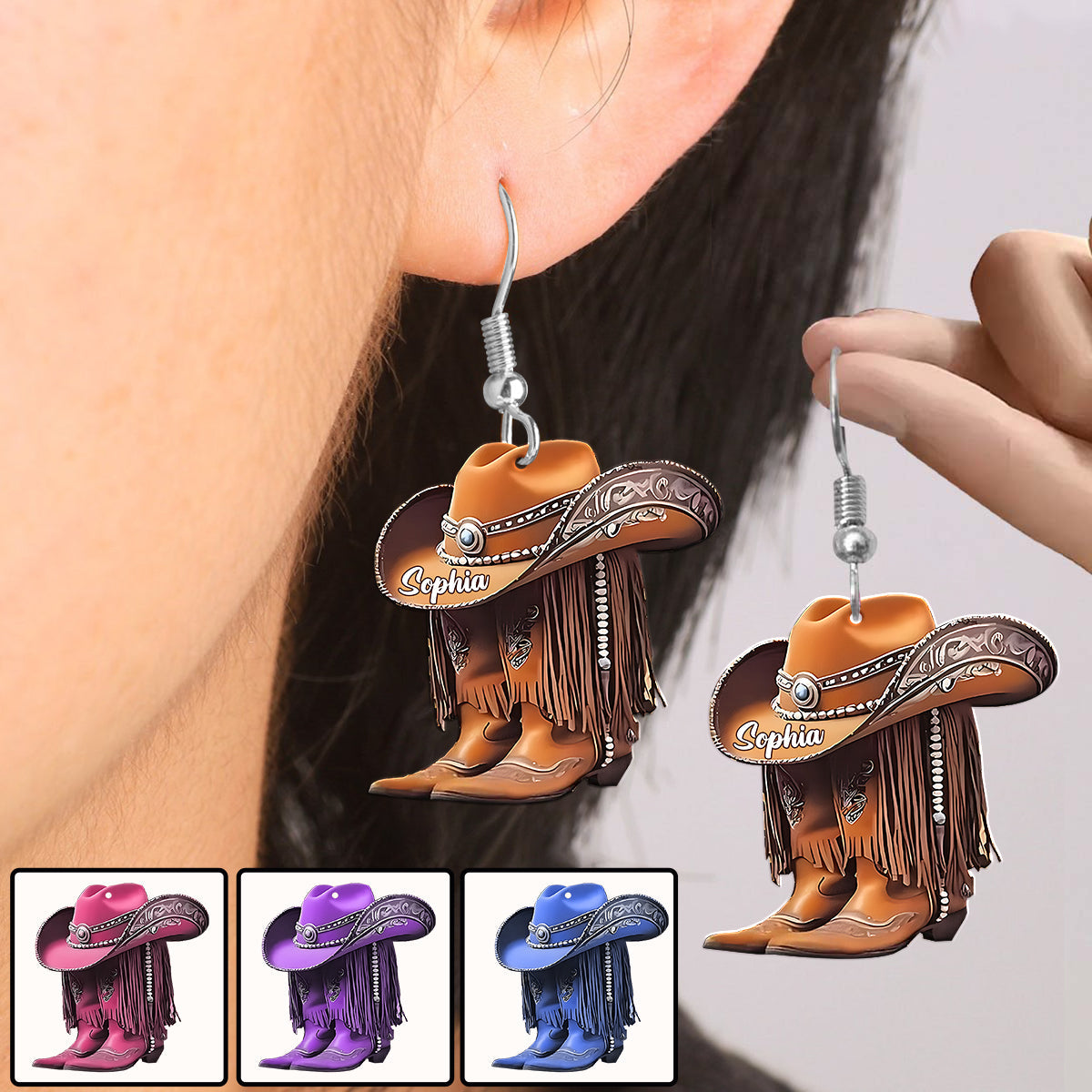 Cowgirl-Stiefel – personalisierte Cowgirl-Ohrringe