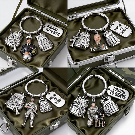 Military Veteran - Personalized Veteran Keychain With Charms