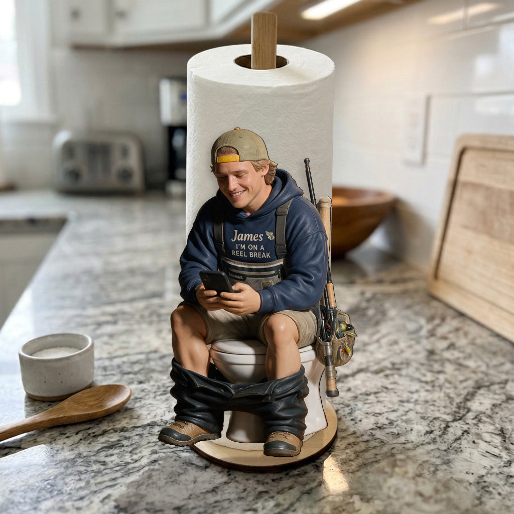 CATCHING A BREAK - Personalized Fishing Paper Towel Stand