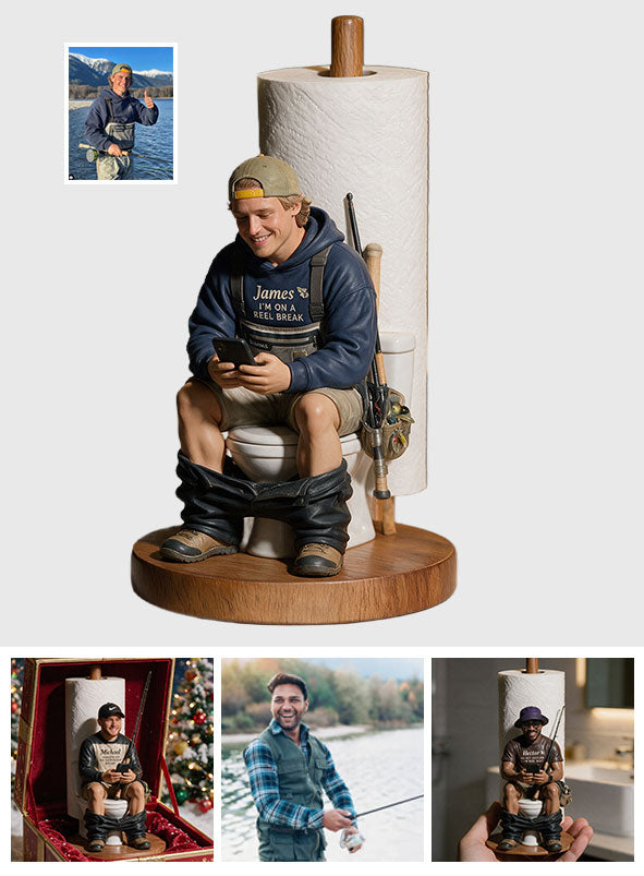 CATCHING A BREAK - Personalized Fishing Paper Towel Stand