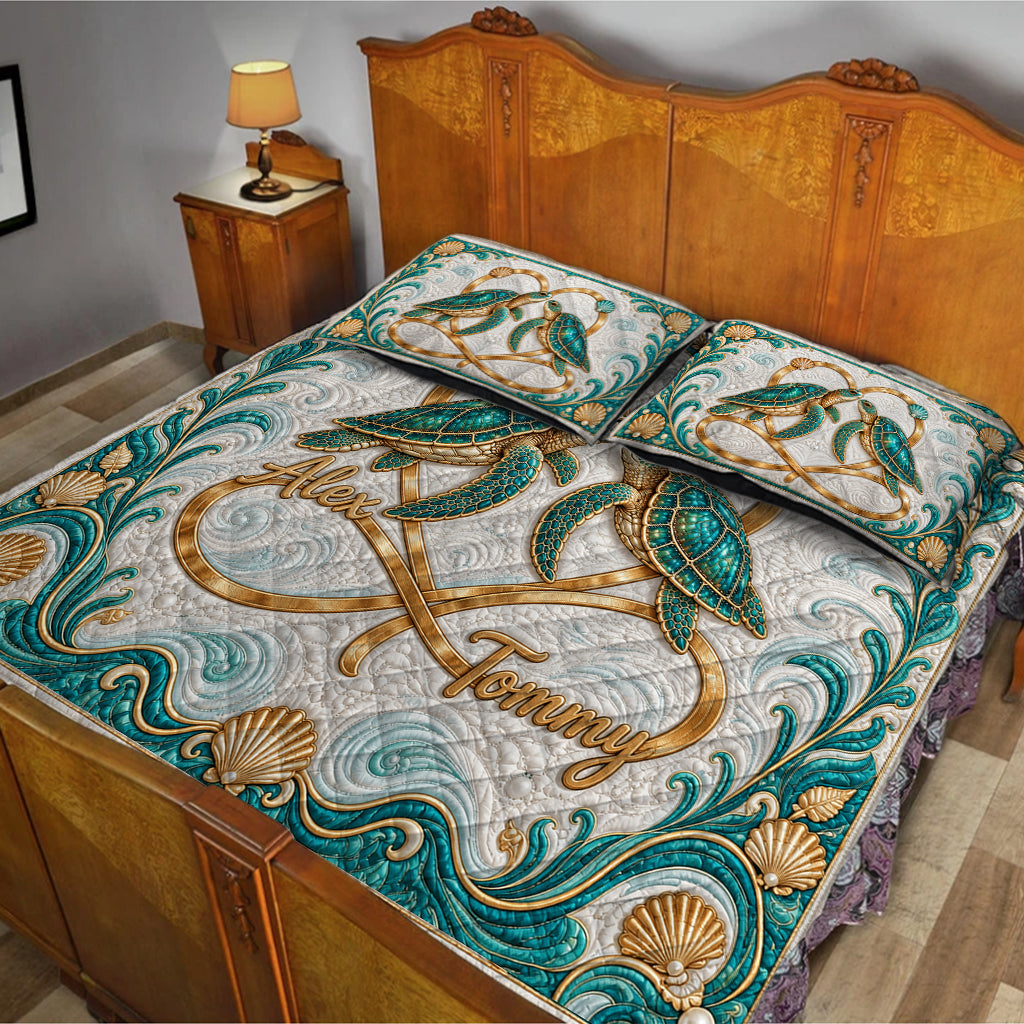 Love You Infinite - Personalized Turtle Quilt Set