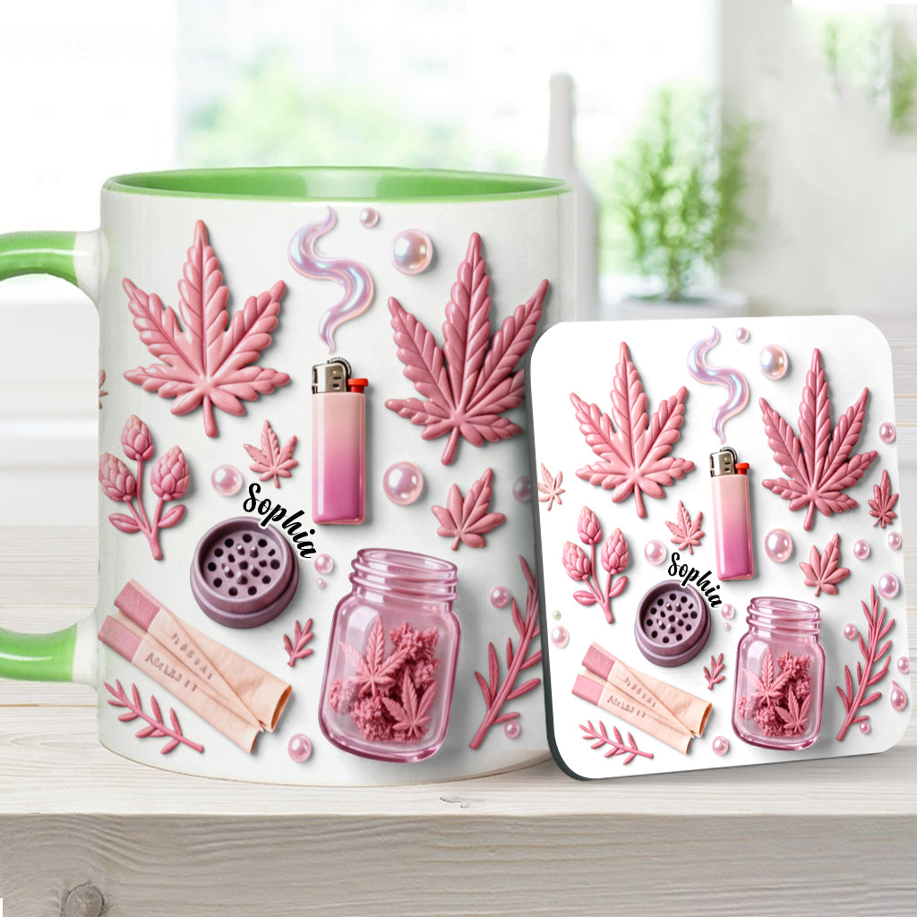 Green Magic Leaf - Personalized Weed Accent Mug & Coaster