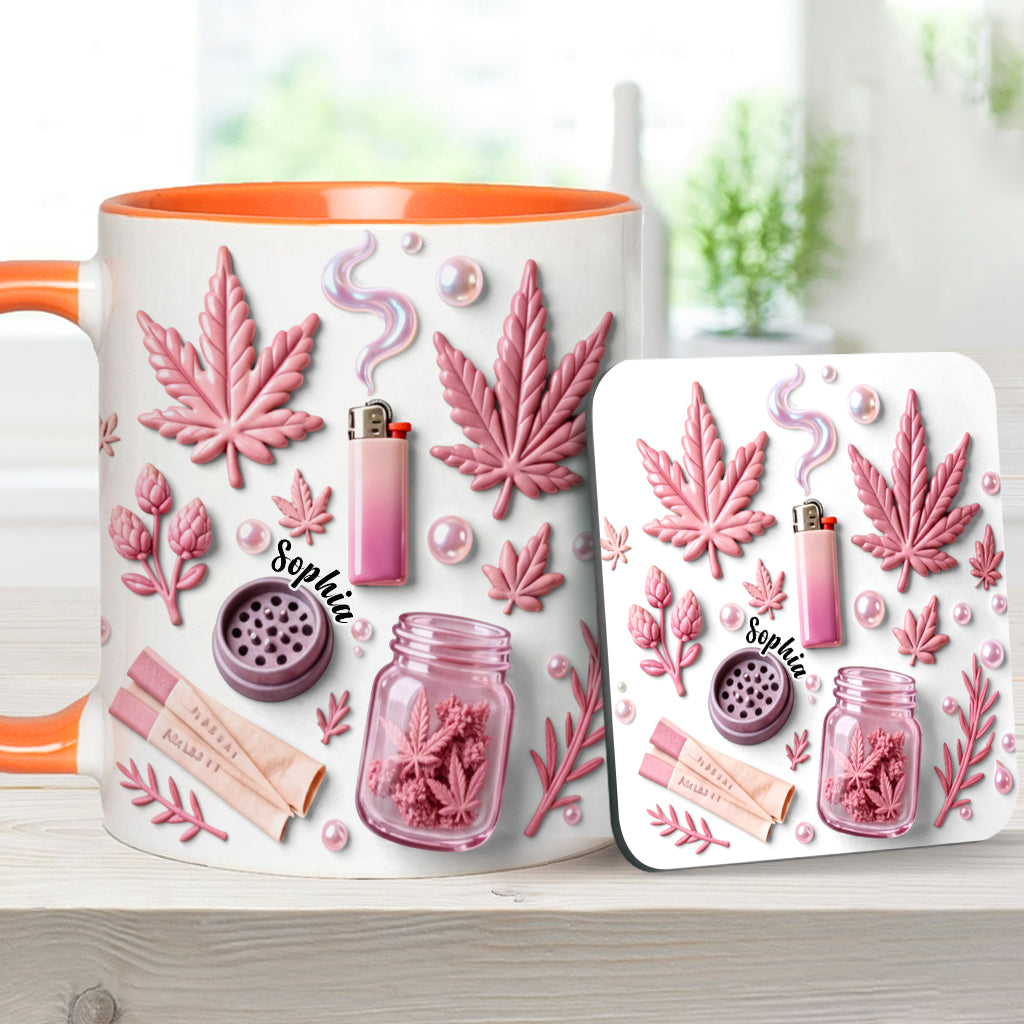 Green Magic Leaf - Personalized Weed Accent Mug & Coaster