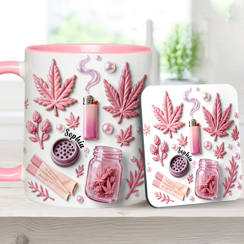 Green Magic Leaf - Personalized Weed Accent Mug & Coaster