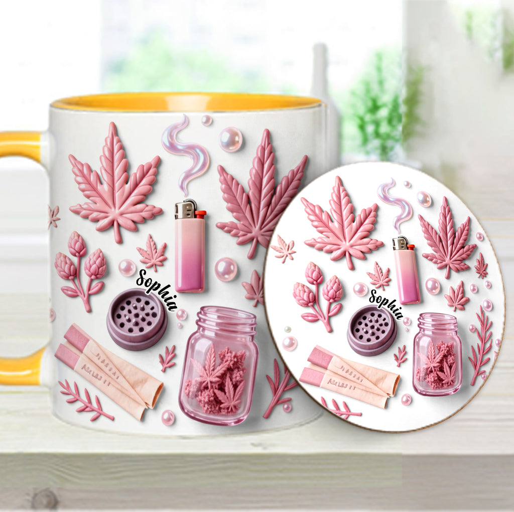 Green Magic Leaf - Personalized Weed Accent Mug & Coaster